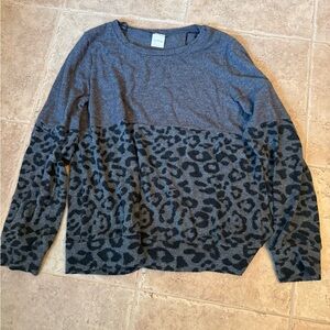Kaileigh Gray and Black Leopard Print Sweater